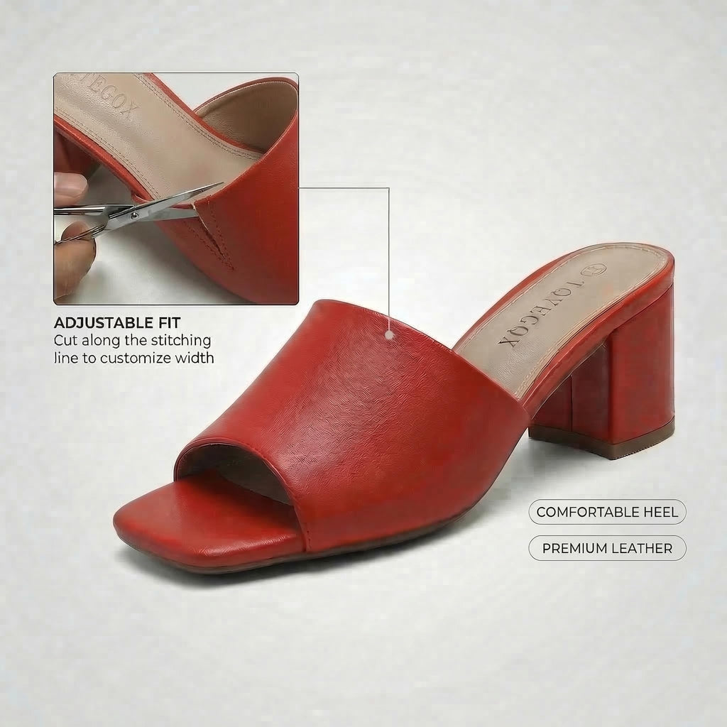 TQYEGQX Women's Heeled Sandals Square Open Toe comfortable Heeled Mules Chunky Block Low Heel On Slides