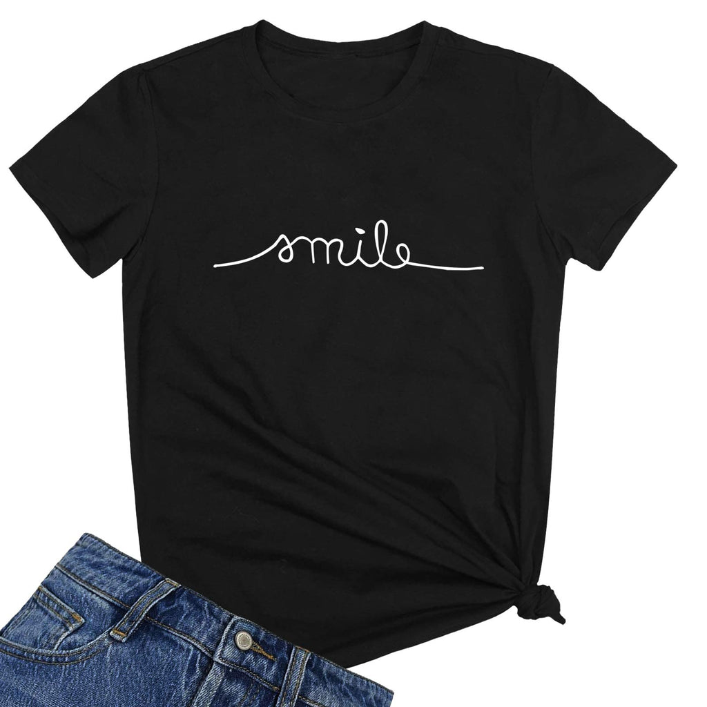 YITAN Women Graphic Cute Tee Funny T Shirts Black Large