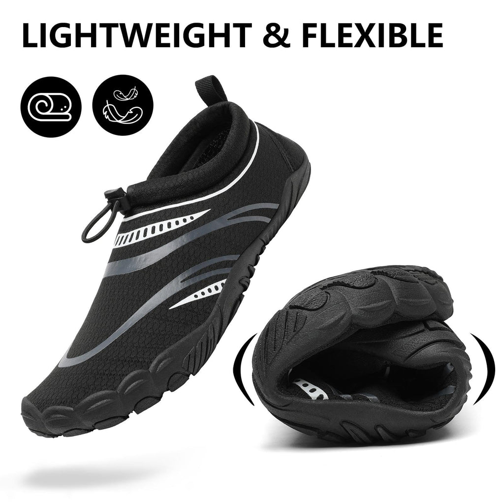 Mishansha Breathable Water Shoes for Women Non-Slip Beach Shoes Quick Dry Surfing Kayaking Fishing Five Toes Coal Black-E0153 7.5 Women/5.5 Men