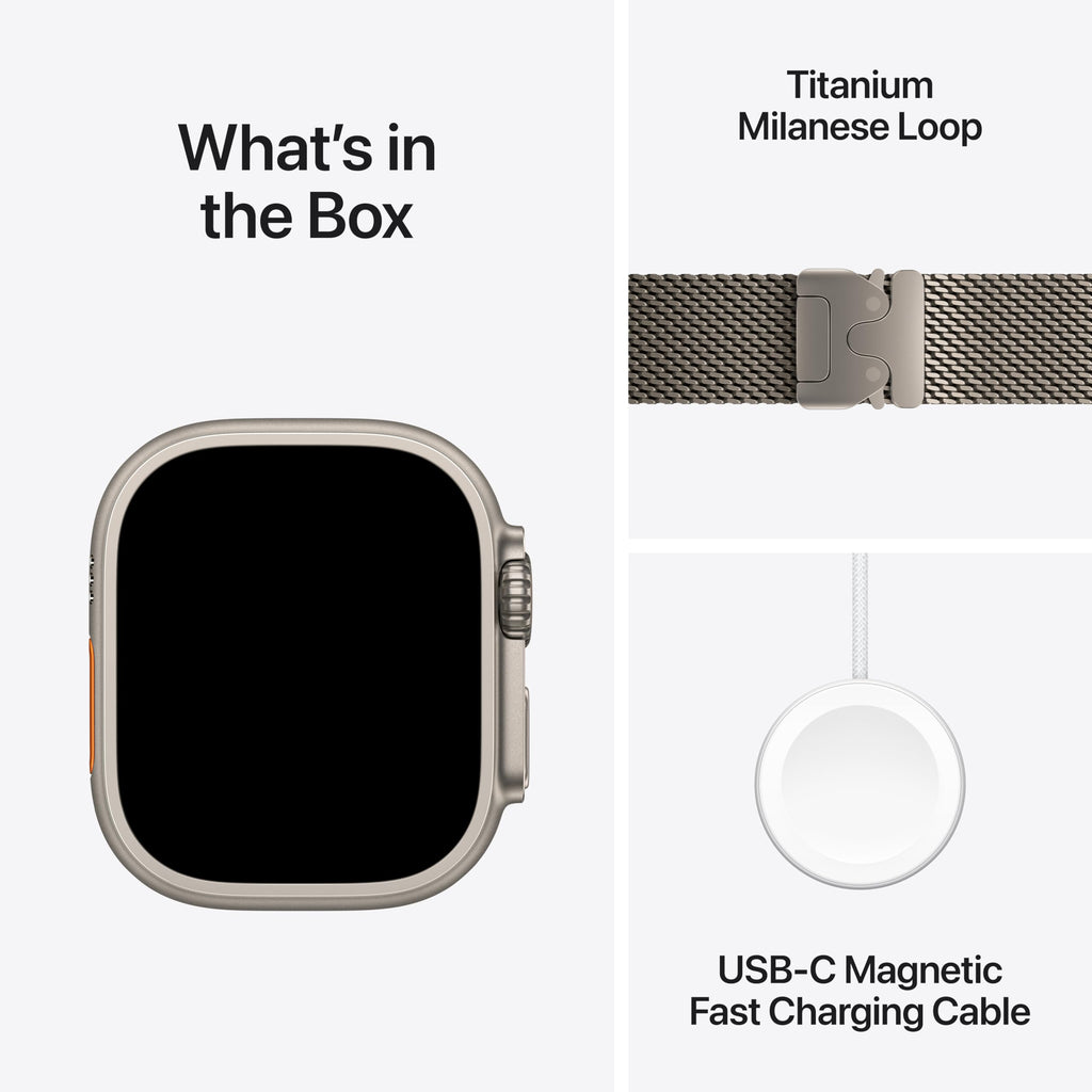 Apple Watch Ultra 3 [GPS + Cellular 49mm] Running & Multisport Smartwatch w/Rugged Titanium Case w/Natural Titanium Milanese Loop - L. Satellite Communications, Advanced Health & Fitness Tracking