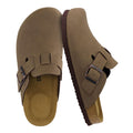 CUSHIONAIRE Hana Womens Clogs | Comfortable Vegan Suede Clogs for Women | Slip On Potato Shoes with Cork Footbed & Arch Support, Brown 8.5W