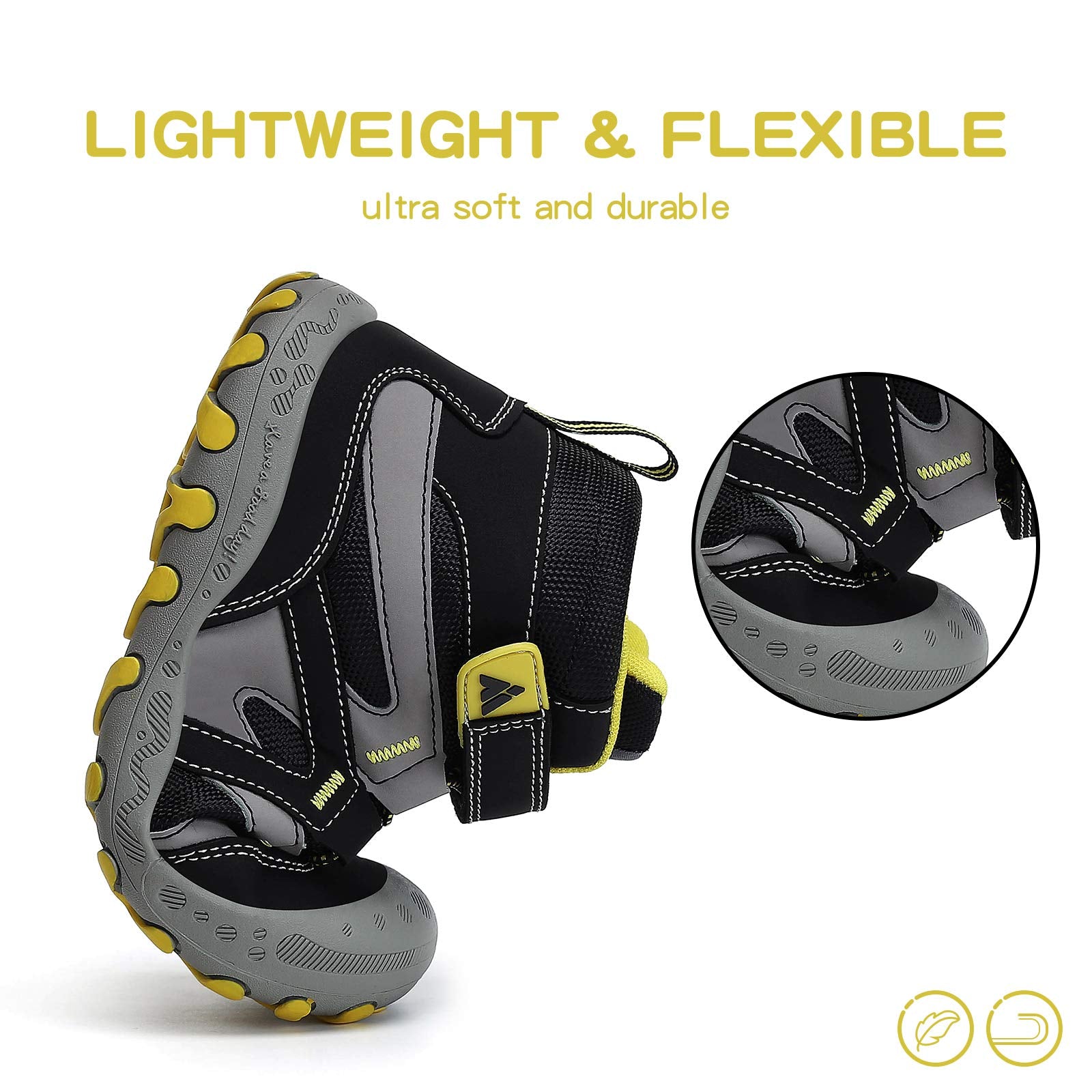 Mishansha Boys Girls Shoes Outdoor Hiking Waterproof Breathable Little Kids Ankle Sneaker Boots with Anti-Slip Rubber Sole Black 2 Little Kid