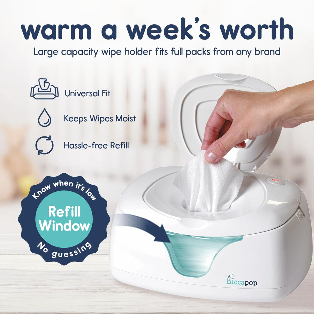 Hiccapop Baby Wipe Warmer and Baby Wet Wipes Dispenser | Baby Wipes Warmer for Babies | Diaper Wipe Warmer with Changing Light, White