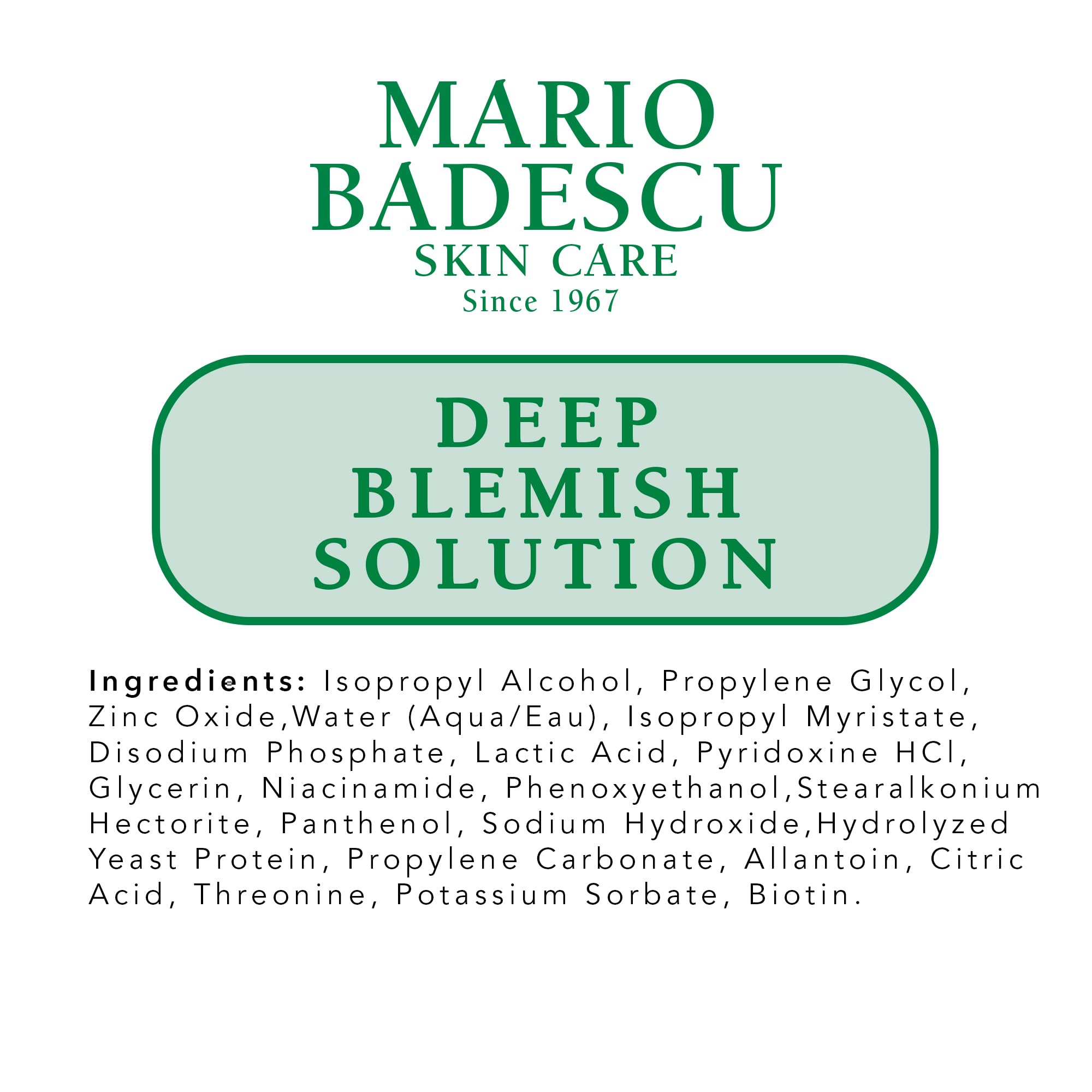 Mario Badescu Deep Blemish Solution, Spot Treatment for Face with Potent Zinc Oxide, Niacinamide and B Vitamins Overnight Treatment Serum that Targets Large Blemishes Under the Skin 1 Fl Oz.