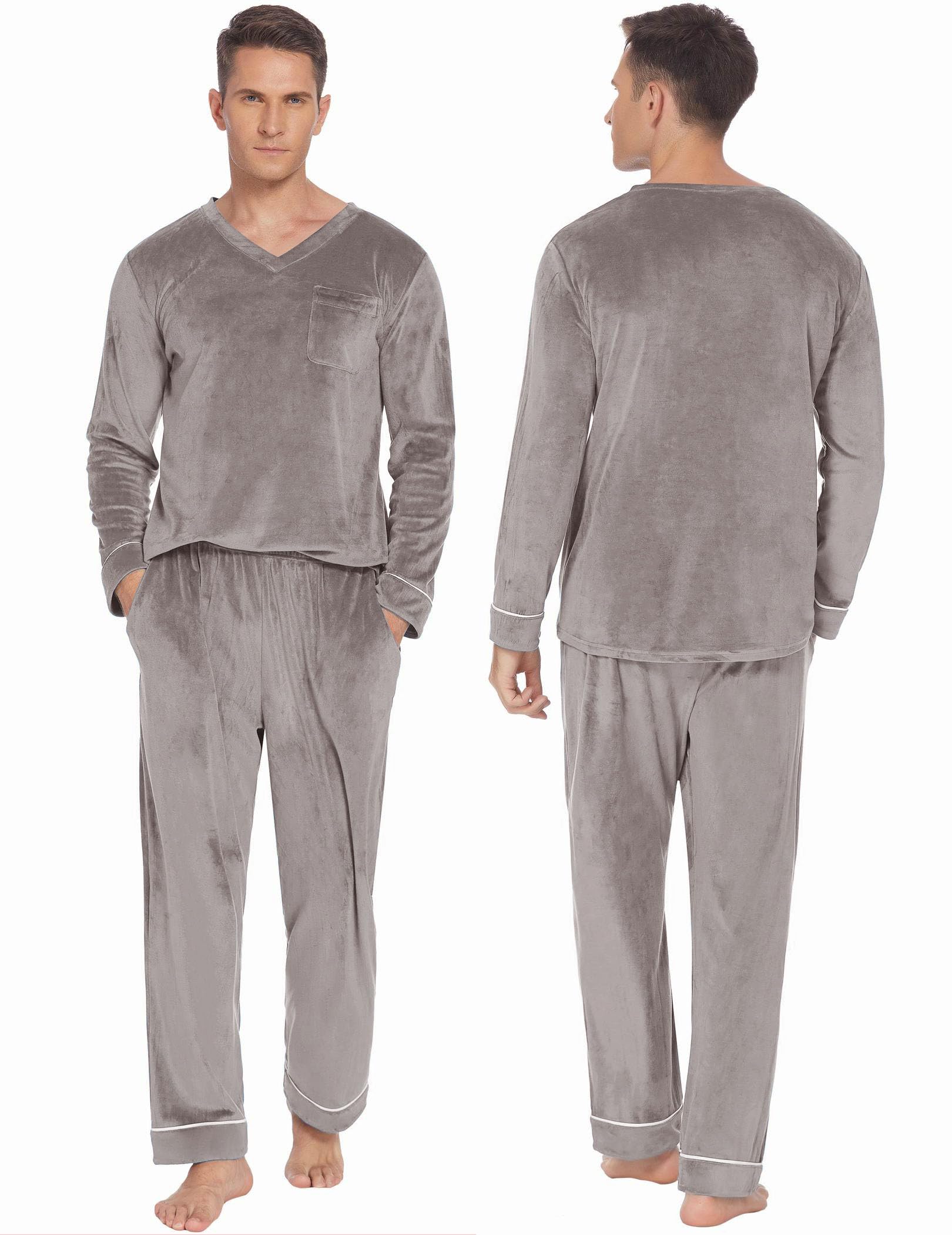 Ekouaer Couples Matching Pajamas Sets Velvet PJs Set for Men and Women Velour Long Sleeve Sleepwear S-XXL Pink