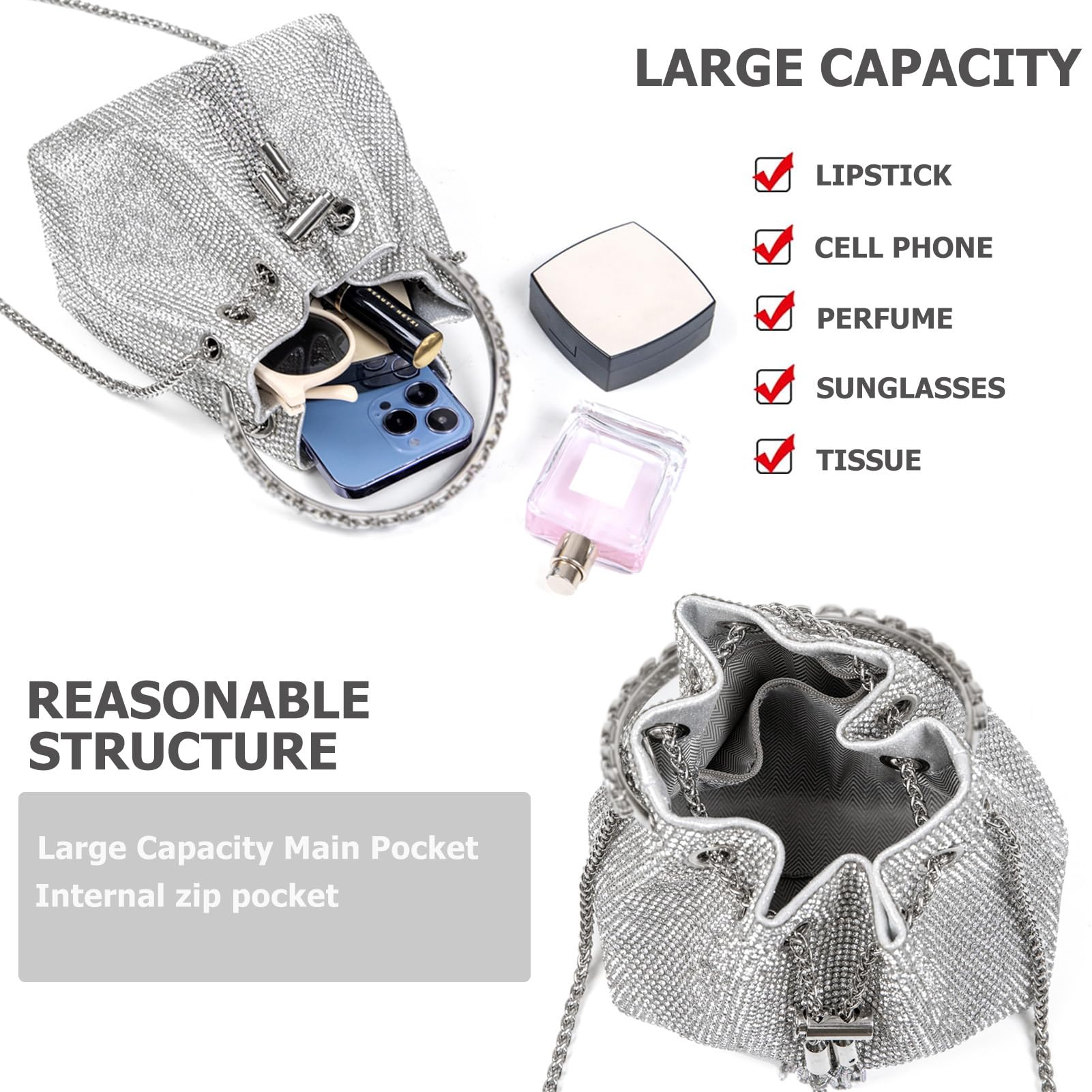 Sweetovo Bling Glitter Purses for Women Fashion Handbags Crossbody Bags Evening Luxury Bags for Party Prom