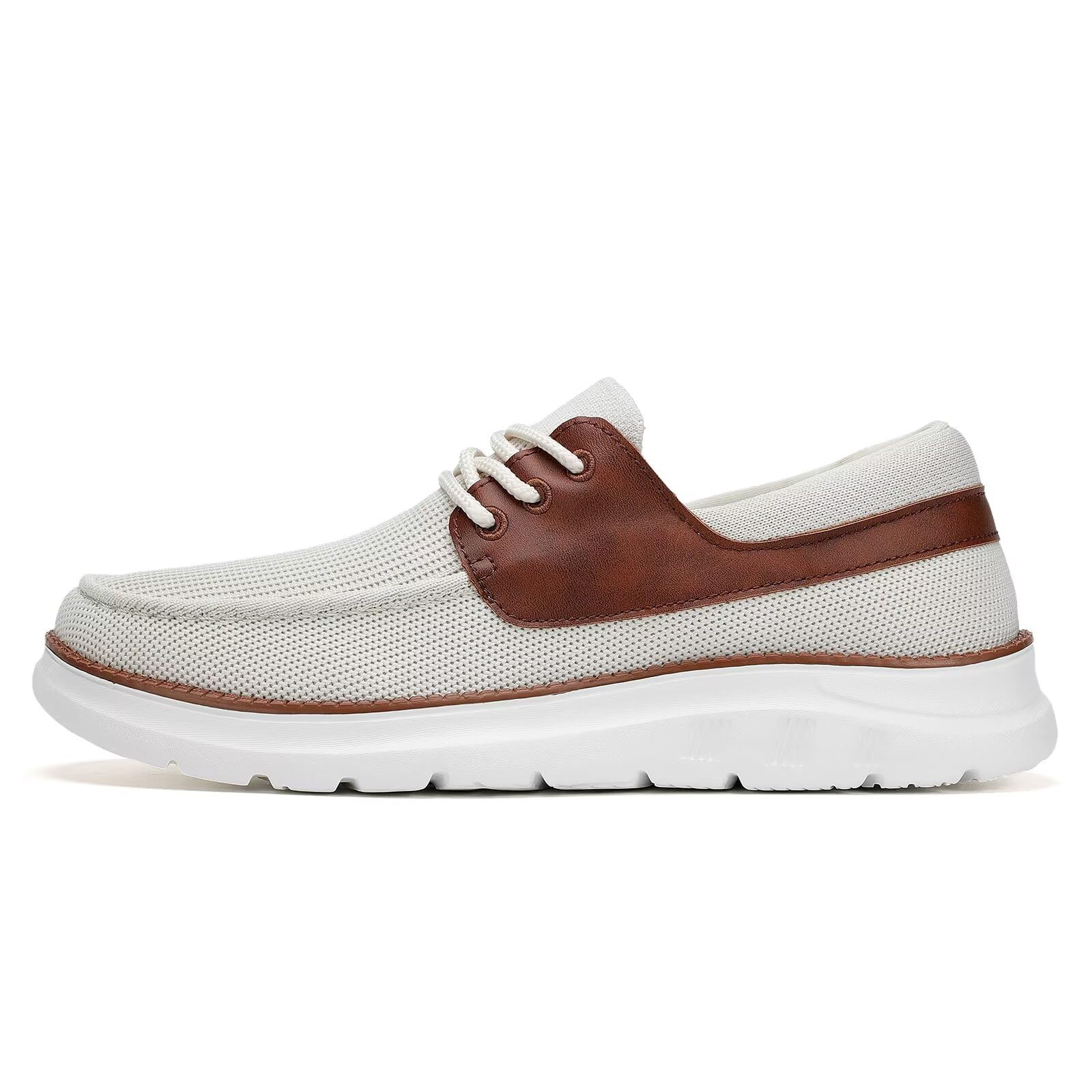 Mens Slip-On Loafers Comfortable Boat Shoes Lace Up Casual Walking Sneakers Mesh Business Oxfords Work Lightweight Soft Sole Beige