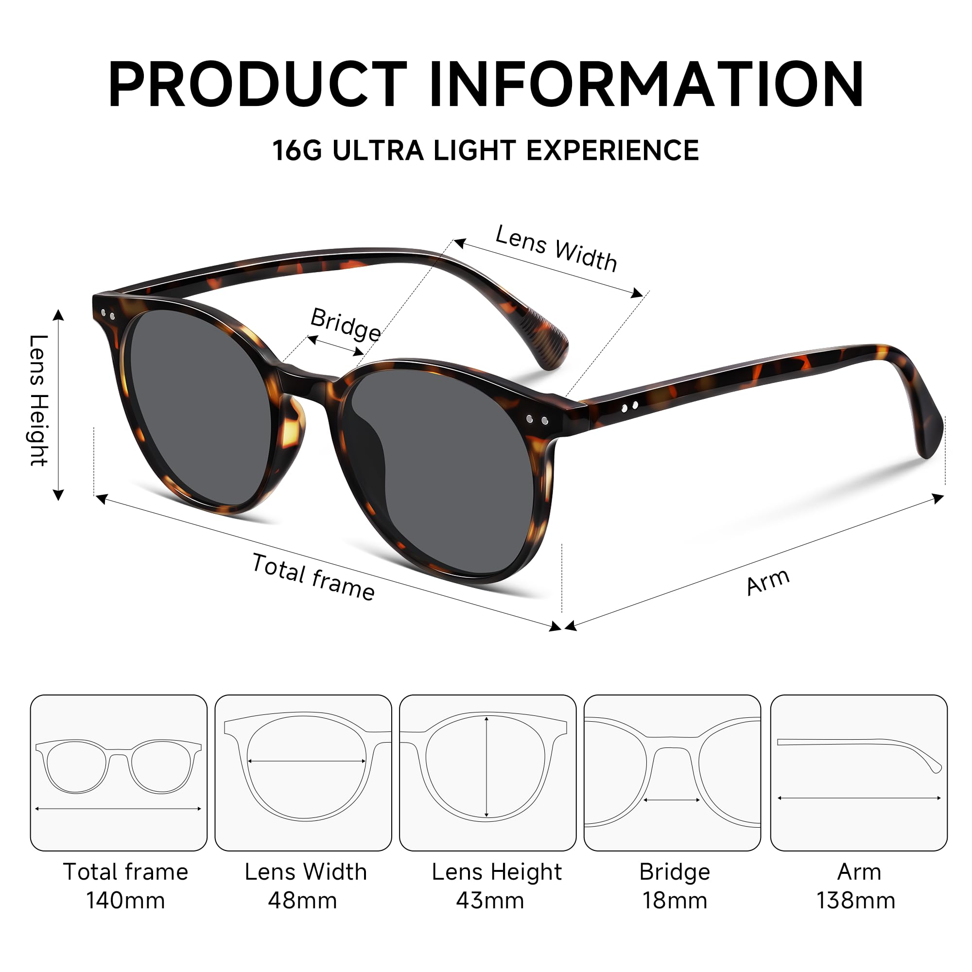 YWWPMDOF Round Sunglasses for Women Men, Polarized Retro Trendy Sunglasses Vintage Small Frame, UV Protection Lens Fashion Designer Classic Shades(Grey)