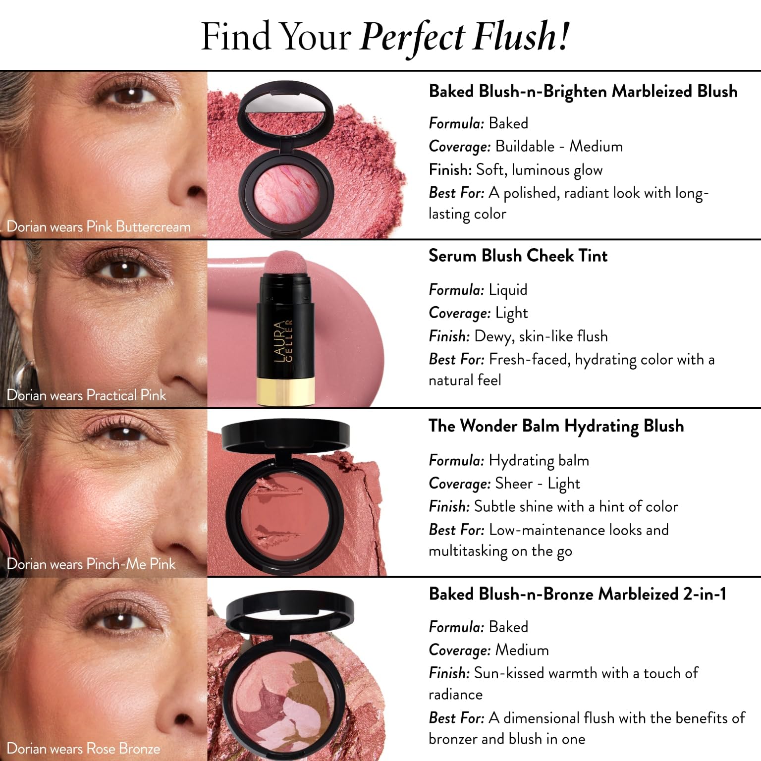 LAURA GELLER NEW YORK Baked Blush-n-Brighten Marbleized Blush for Cheeks - Pink Grapefruit - Satin Finish - Buildable Color