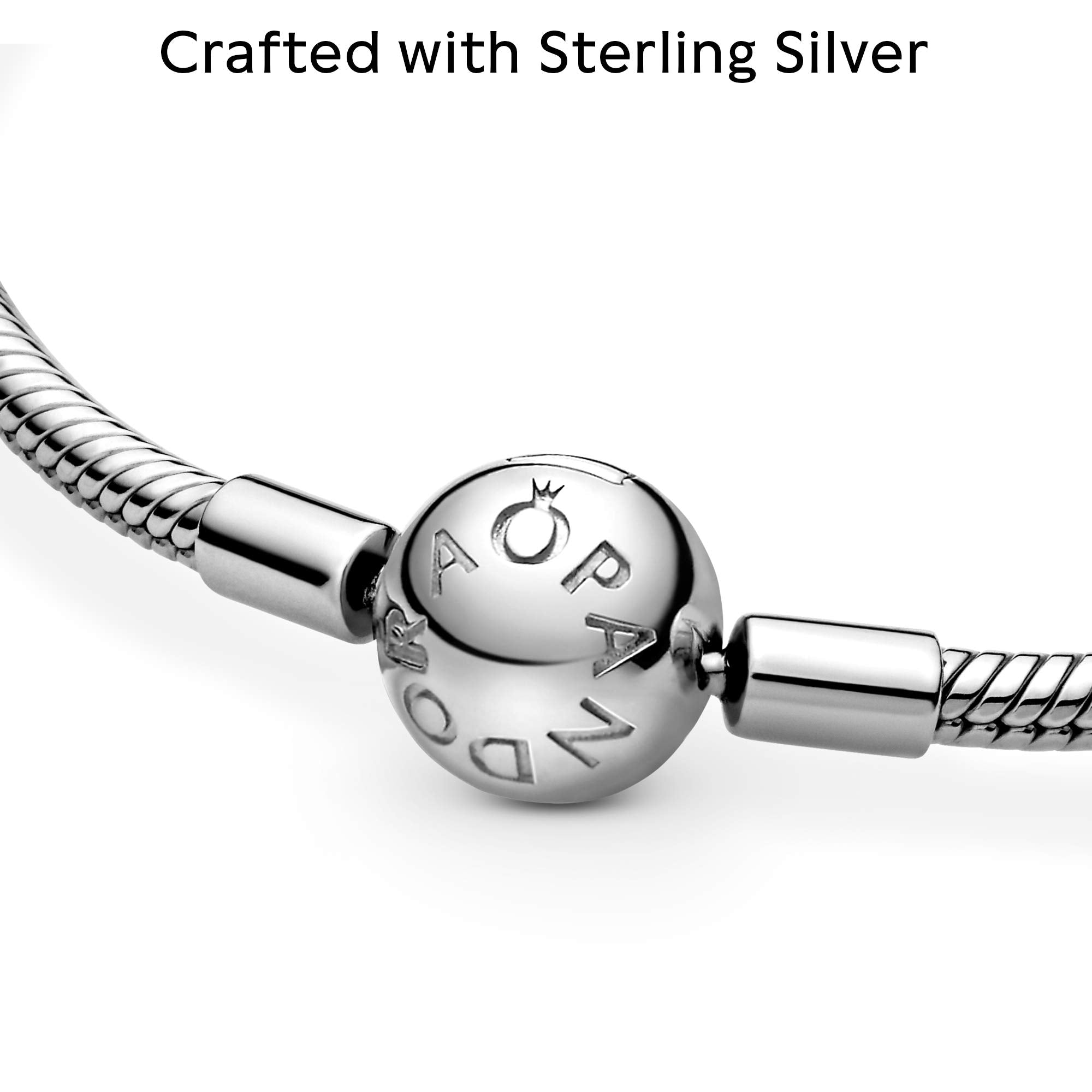 Pandora Jewelry Smooth Moments Snake Chain Charm Sterling Silver Bracelet, 6.3"