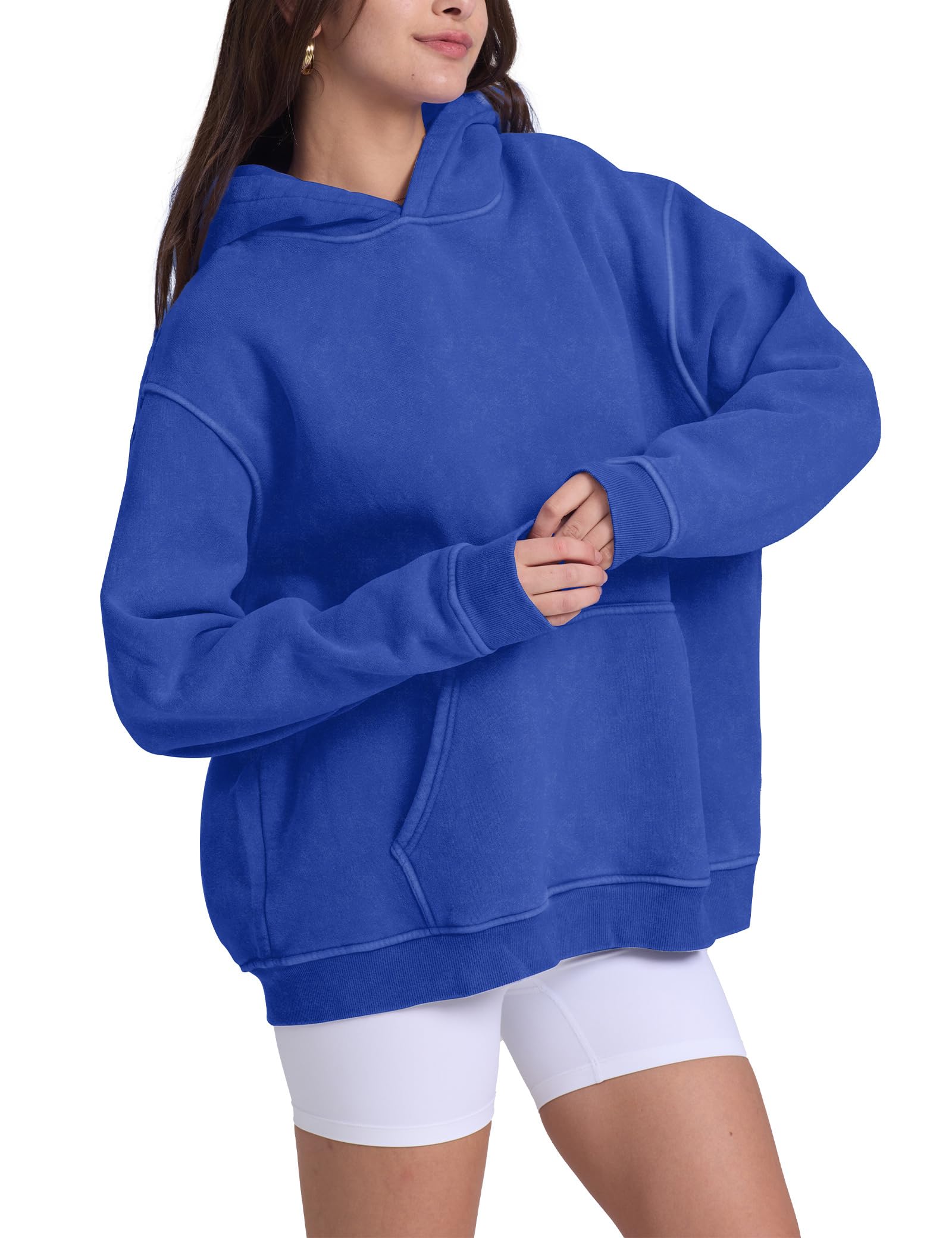 Hatant Oversized Hoodie Sweatshirts for Women Couples Heavyweight Hoodies Pullover Vintage Acid Wash Sweaters Hoodies with Pocket Women's Fashion Hoodies Sweatshirts 2026 Blue-S