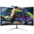 Gawfolk 27 Inch PC Computer Screen,1800R Curved Gaming 180Hz Monitors, FHD1080p 1ms Without Bezel, freesync, 98% sRGB,178 ° Angle View HDMI DisplayPort, Compatible with Wall-Mounted100*100MM-White