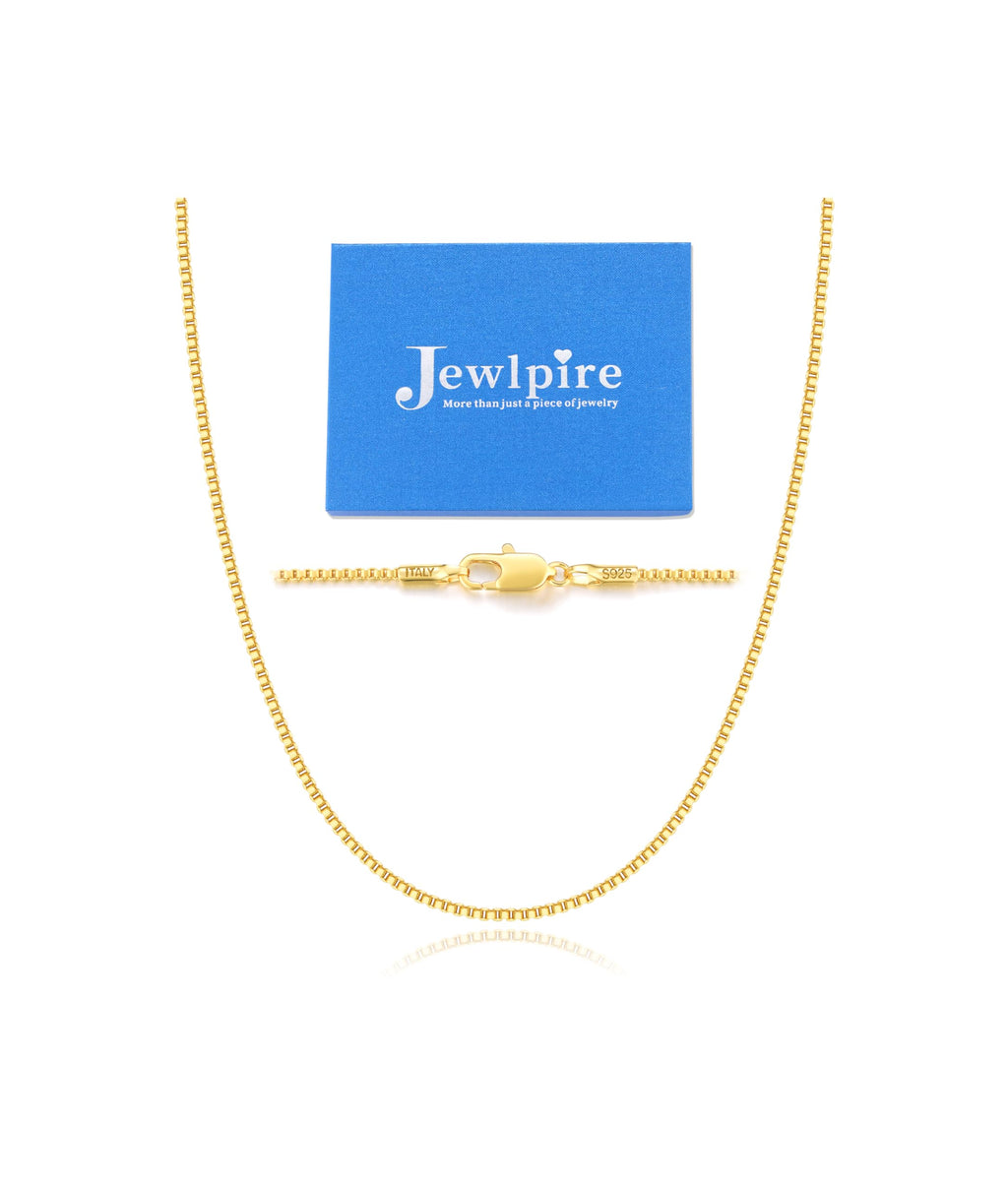 Jewlpire 14K Gold Plated Chain Necklace for Women, 1.3MM Box Chains Necklace 14K Gold Plated Chain for Women Thin & Sturdy Womens Chains Necklaces, 22 Inches