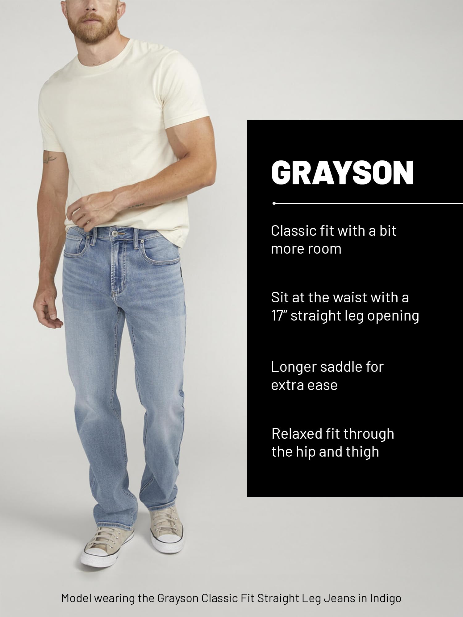 Silver Jeans Co. Men's Grayson Classic Fit Straight Leg Jeans, Dark Wash SDK312, 40W x 32L