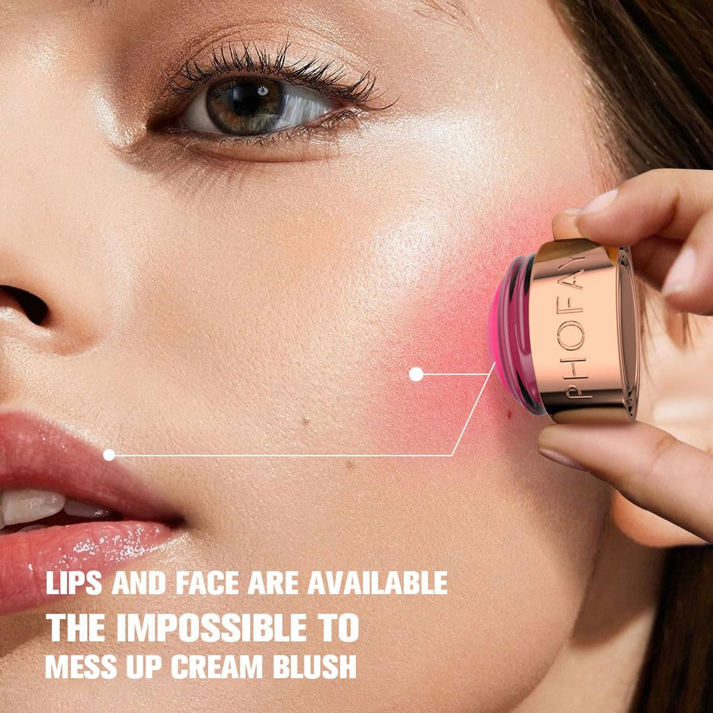 PHOFAY 3-in-1 Flush Balm Cream Blush,Mousse Blushs Cream & Lipstick Gloss-Soft Silky Creamy Texture,Vegan & Lightweight Matte Finish Cosmetics Long-Lasting Moisturizing Blush daily makeup (05#)