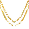 JEWELHEART 14K Yellow Real Gold Rolo Chain 2.5mm Diamond Cut Trendy Round Link Chain Pendant Necklace For Women with Lobster Clasp 24"