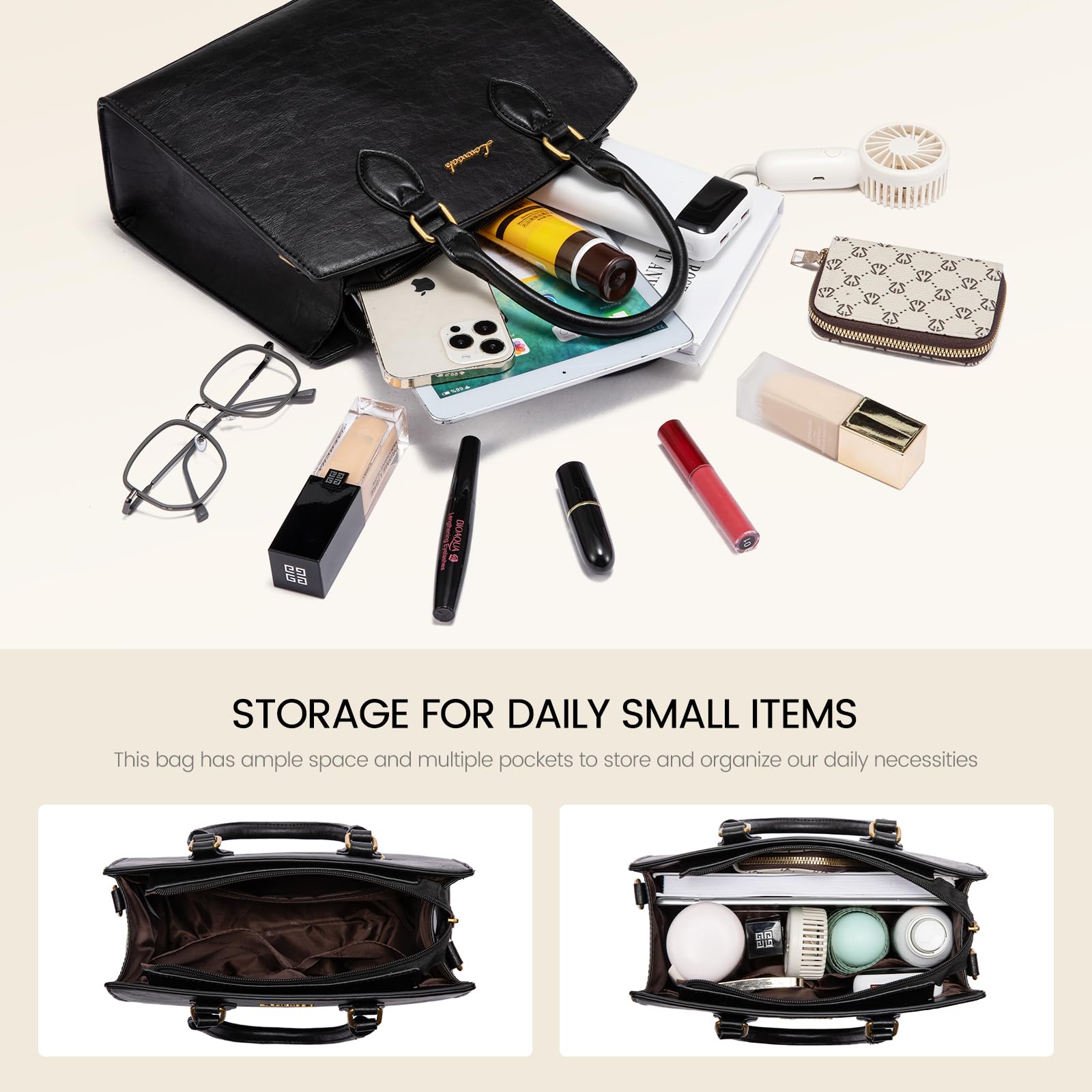 LOVEVOOK Purses and Handbags for Women, Vintage Tote Shoulder Bag Trendy, PU Leather Satchel Bag, Medium Ladies Hand Bag