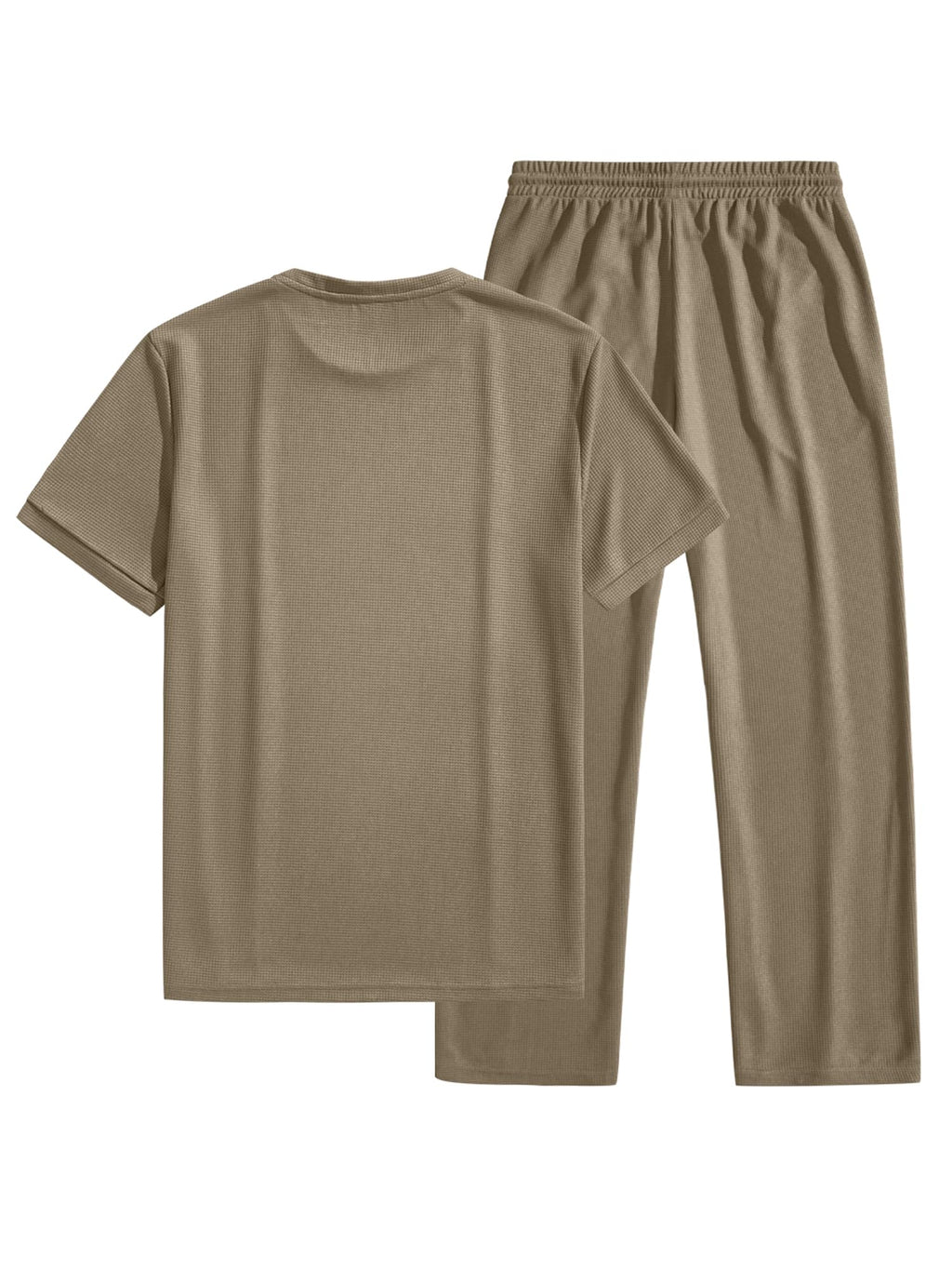 JMIERR Men's 2 Piece Crewneck Short Sleeve Shirts and Loose Pants Casual Summer Beach Vacation Cruise Outfits for Men,M,Khaki