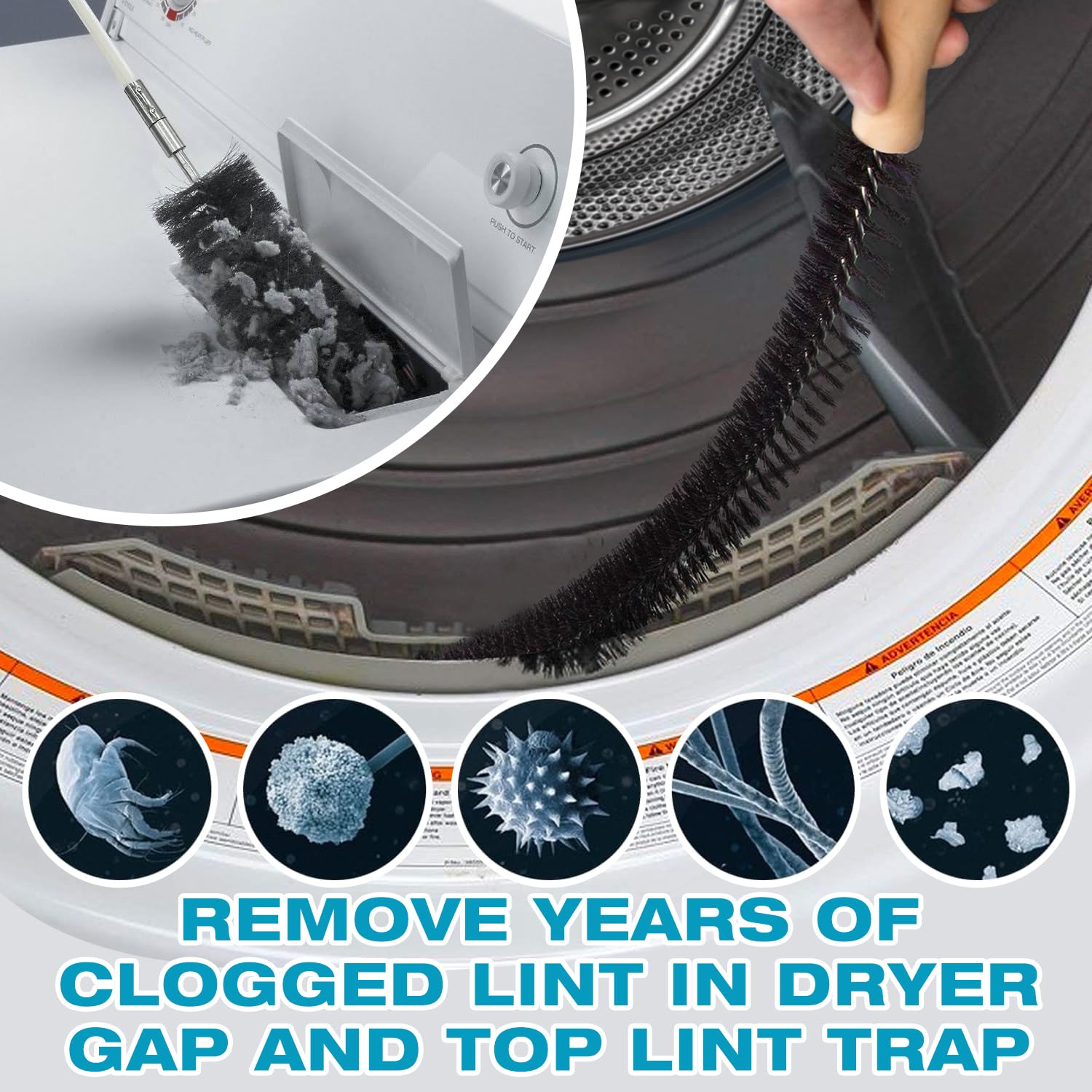 Sealegend 47-Pieces 33-Feet Dryer Vent Cleaner Kit, Dryer Cleaning Tools, Include Omnidirectional Blue Dryer Lint Vacuum Attachment, Dryer Vent Brush, Universal Vacuum & Dryer Adapters