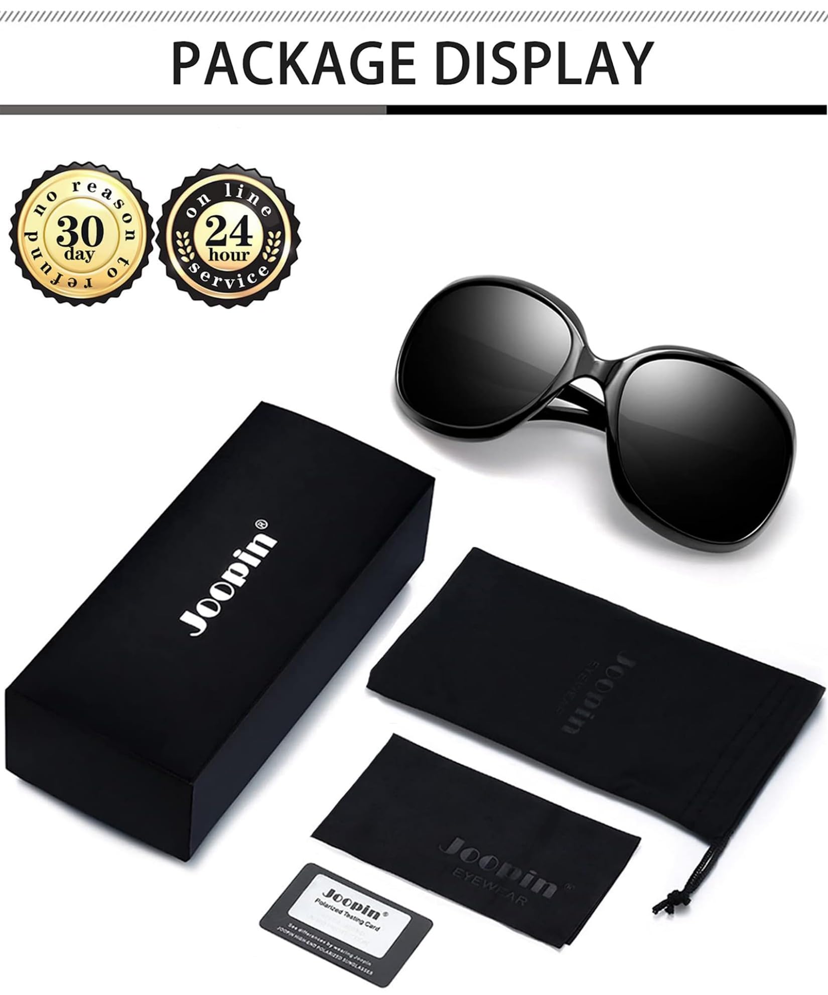 Joopin Oversized Sunglasses Womens Trendy, Polarized Big Black Sun Glasses for Woman UV Protection, Retro Ladies Large Square Shades Sunnies