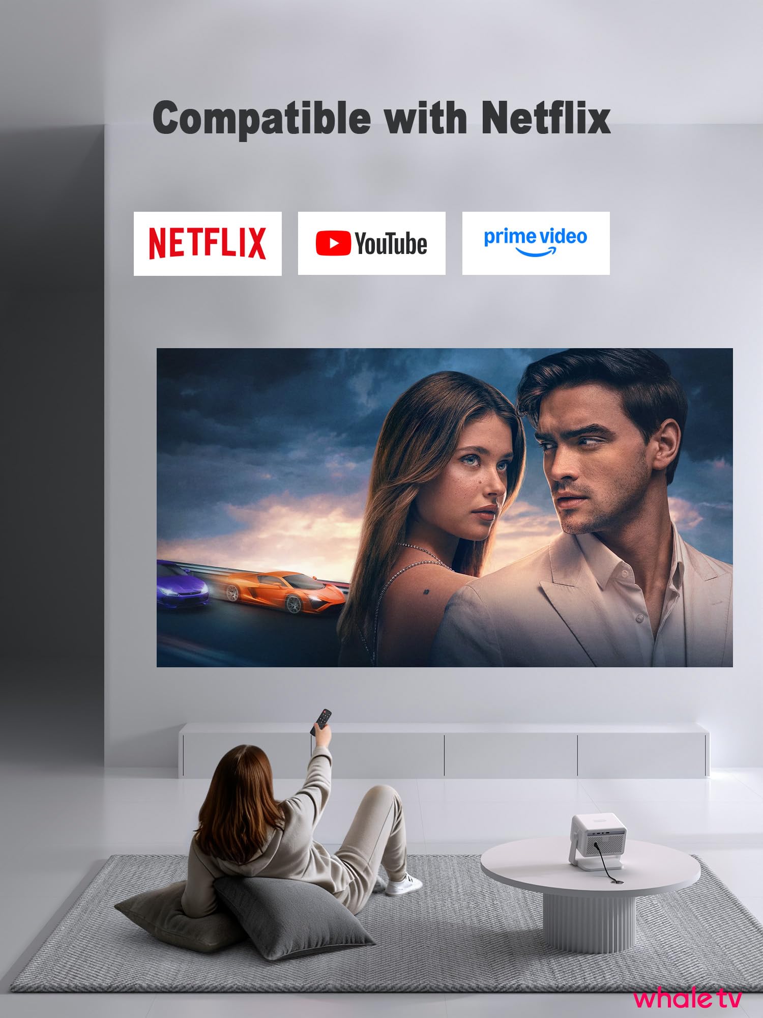 4K Smart Projector with WiFi and Bluetooth, Officially-Licensed App & 2000 ANSI,Auto Focus & Keystone Portable Projector with Stand,Outdoor Home Theater Projector