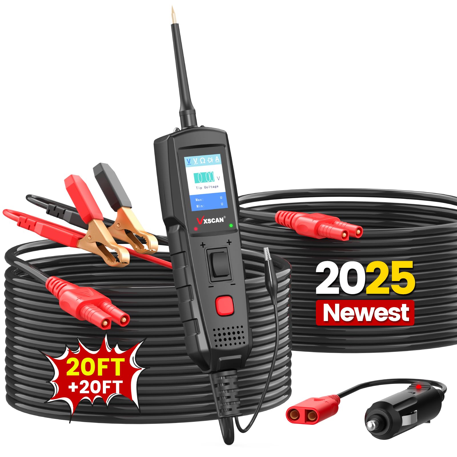 VXSCAN Automotive Power Circuit Probe Kit, Circuit Tester Breaker Finder Tool, 12/24V Short Open Breaker Circuit Finder Wire Tracer AC/DC Trailer Relay Fuse Test with 20FT Cord