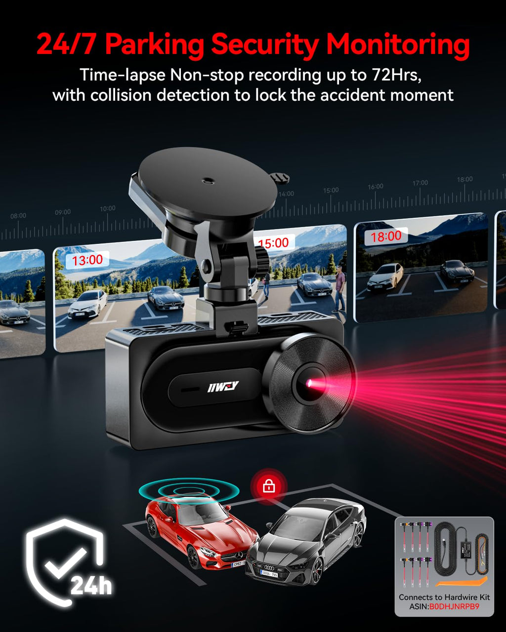 IIWEY 4K+4K Dash Cam Front and Rear, Dual STARVIS Sensor, 5G WiFi-6 (up to 20MB/s) with App, 128G SD Card Included, GPS, Dash Camera for Cars with 24/7 Parking Mode, 3.18 Inch IPS, 170° Wide Angle
