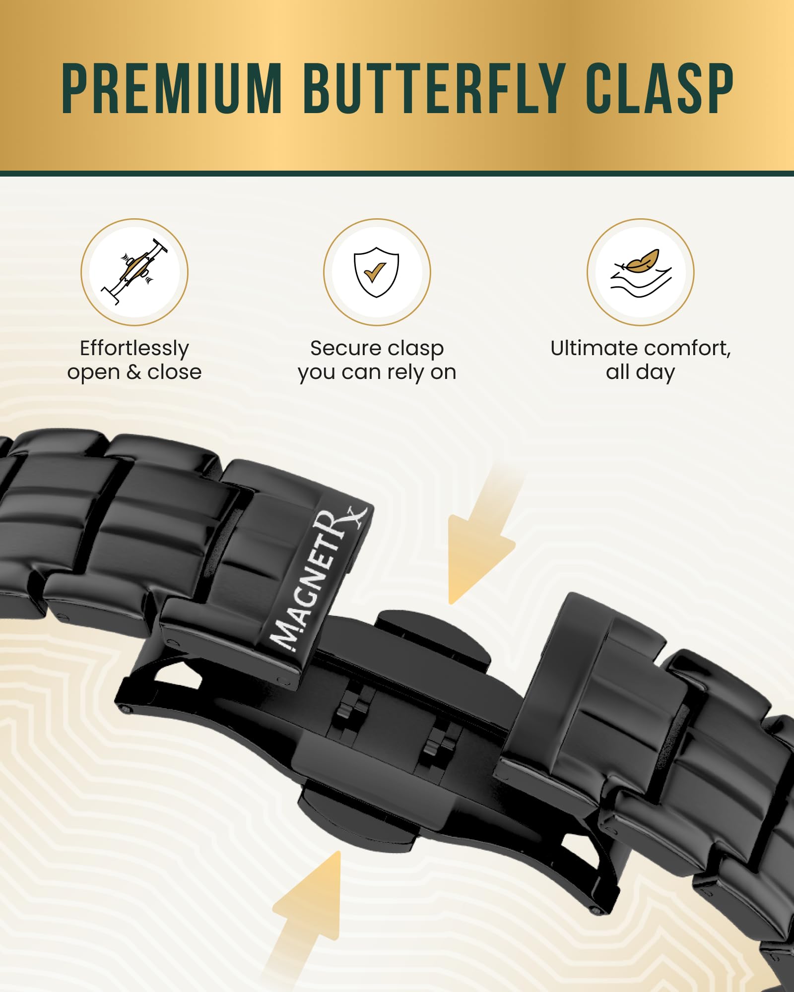 MagnetRX® Magnetic Bracelets for Men - EllipseMAX 5X Strength 5,000 Gauss Magnets - Designed in USA & Patent Pending - Premium Titanium Mens Magnetic Bracelet & Adjustable Length (Black)