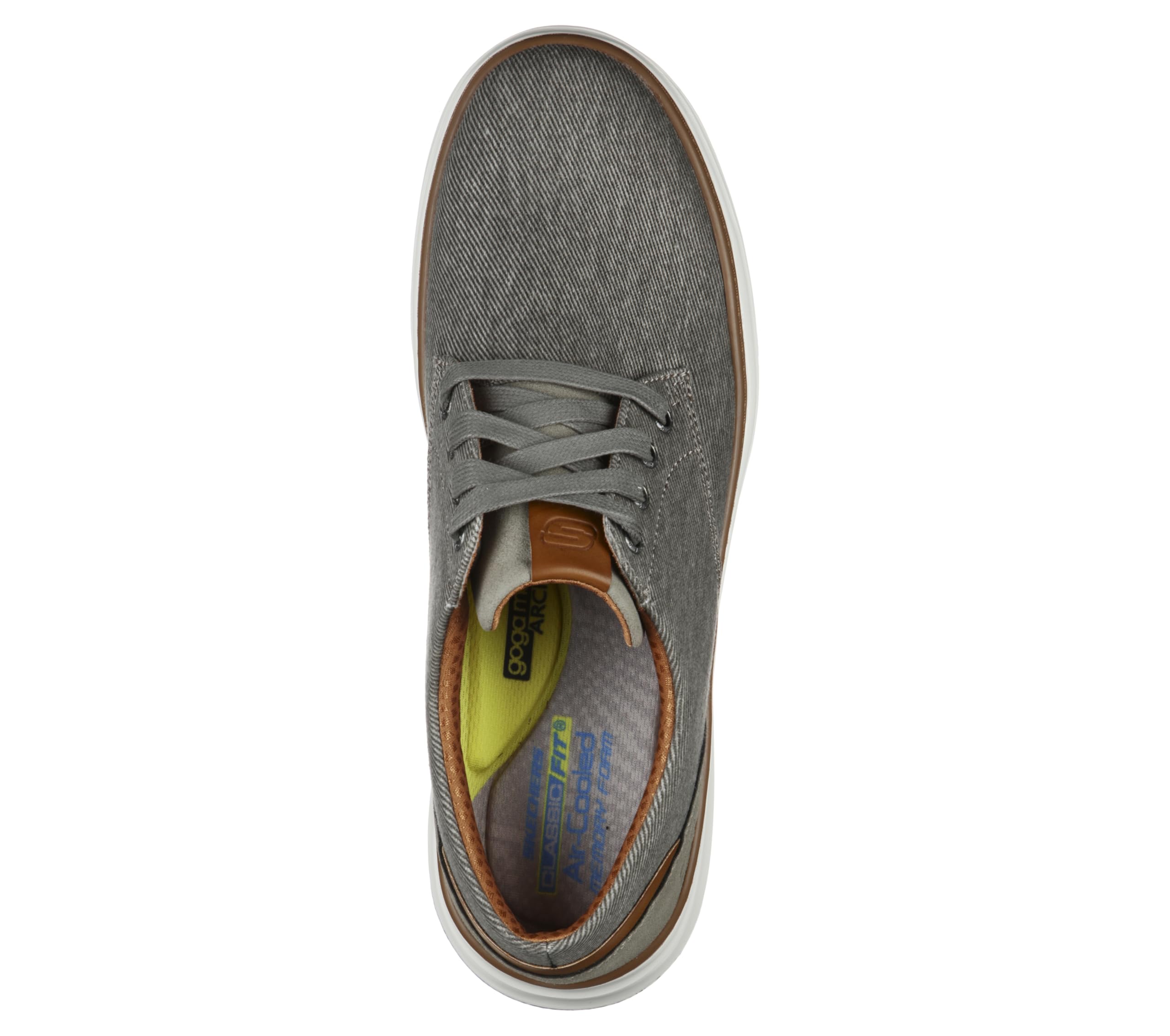 Skechers Men's Moreno Canvas Oxford Shoe, Beige, 12 Wide US