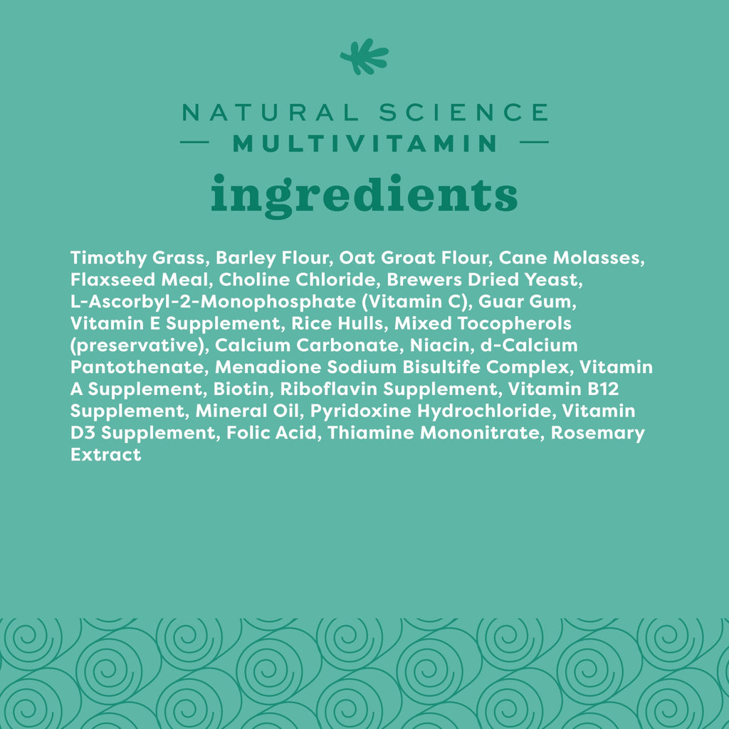 Oxbow Natural Science Multi-Vitamin, High Fiber Supplement for Rabbits & Guinea Pigs, Made with Timothy Hay, Multi-Pet Households, Omega 3 & 6 Fatty Acids, Made in USA, 4.2 oz Bag