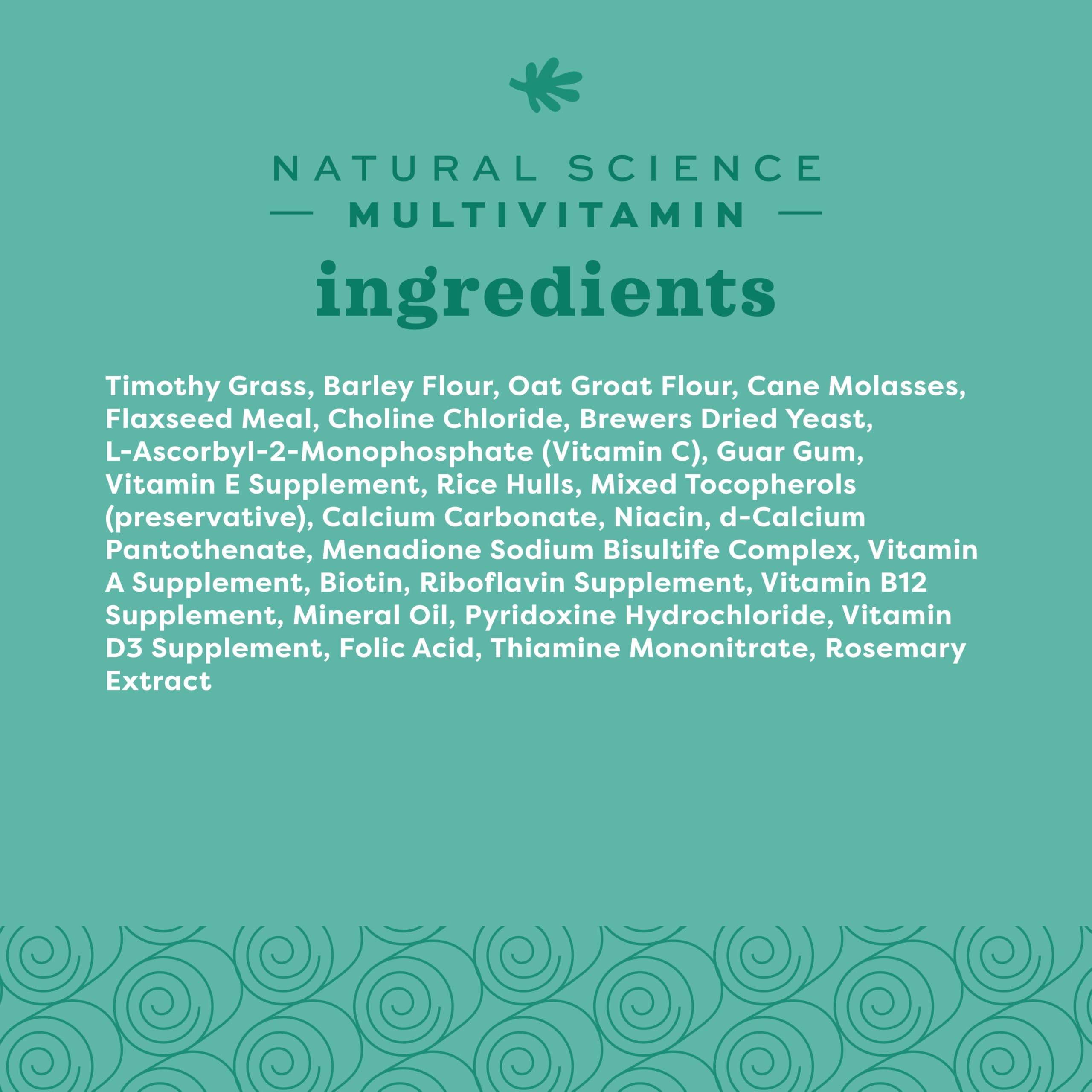 Oxbow Natural Science Multi-Vitamin, High Fiber Supplement for Rabbits & Guinea Pigs, Made with Timothy Hay, Multi-Pet Households, Omega 3 & 6 Fatty Acids, Made in USA, 4.2 oz Bag