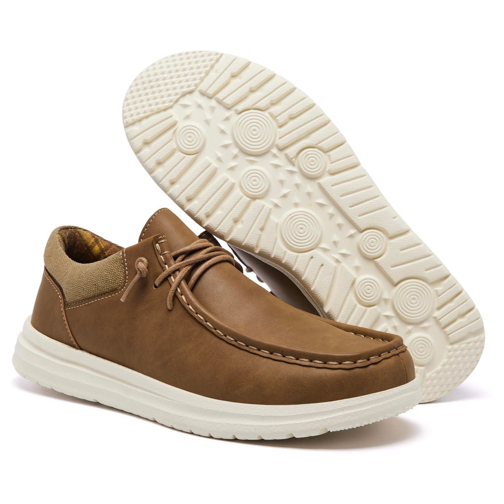 FW FRAN WILLOR Mens Wide Shoes Width Toe Box Slip-on Loafers Casual Walking Shoes for Men Light Brown