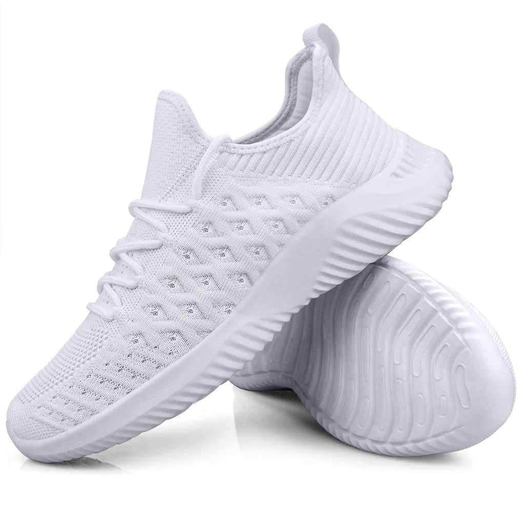Feethit Mens Slip On Walking Shoes Lightweight Breathable Non Slip Running Shoes Comfortable Fashion Sneakers for Men White Size 9.5