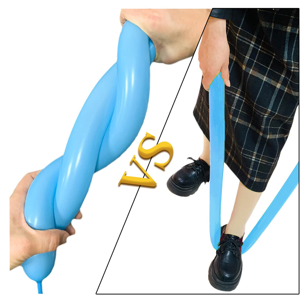 Blue Magic Modelling Balloons - 260 Pack Shiny Thick Latex for Balloon Animals, Baby Boy's Birthday or Shower