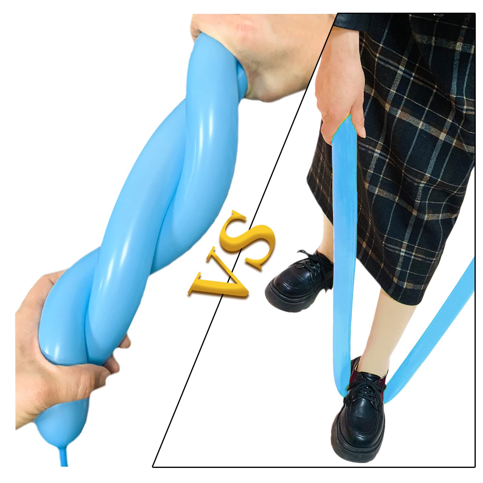 Blue Magic Modelling Balloons - 260 Pack Shiny Thick Latex for Balloon Animals, Baby Boy's Birthday or Shower
