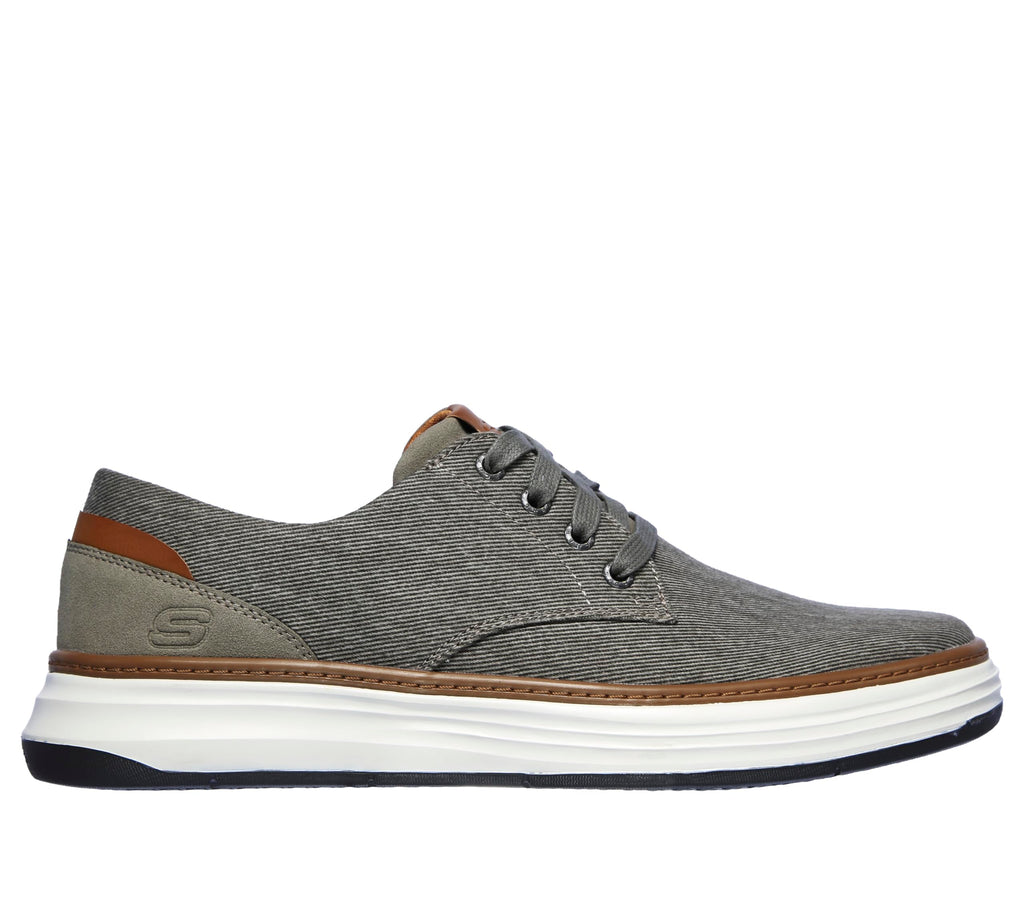 Skechers Men's Moreno Canvas Oxford Shoe, Beige, 12 Wide US