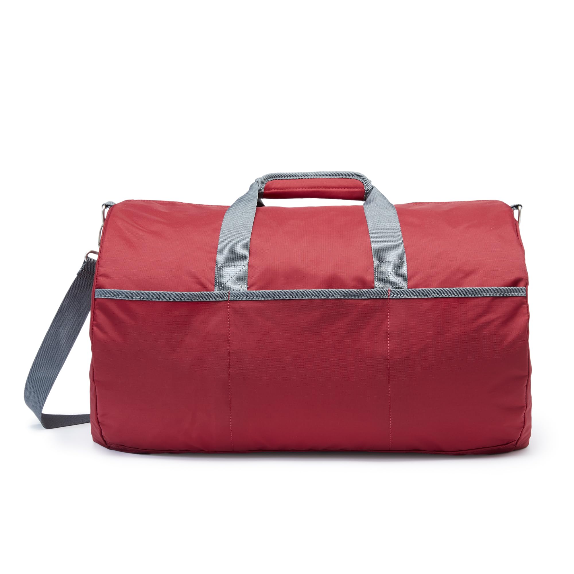 Amazon Essentials Lightweight Nylon Duffel Bag with Zippered Pockets, 20-inch, 30 lb Capacity, Red (Previously Amazon Basics)