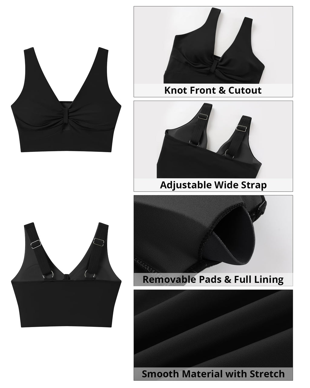 GRAPENT Swim Tops Women Swimsuit Tops for Women Womens Swimsuit Top Longline Bikini Top Black XX-Large US Size 20-22