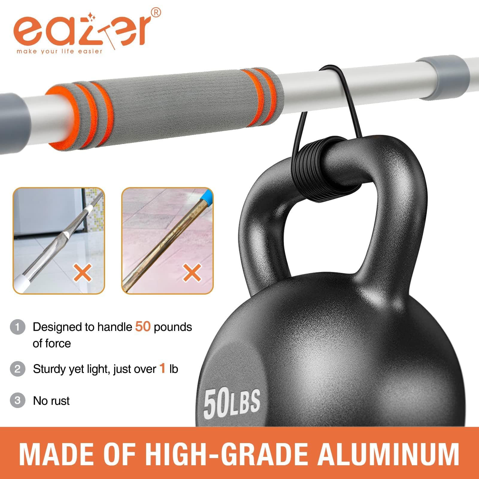 Eazer Squeegee Window Cleaner Tool, 2 in 1 Rotatable Window Cleaning Squeegee Kit with Extension Pole, 62'' Window Washing Kit, Bendable Head for Car Glass - 2 Scraper