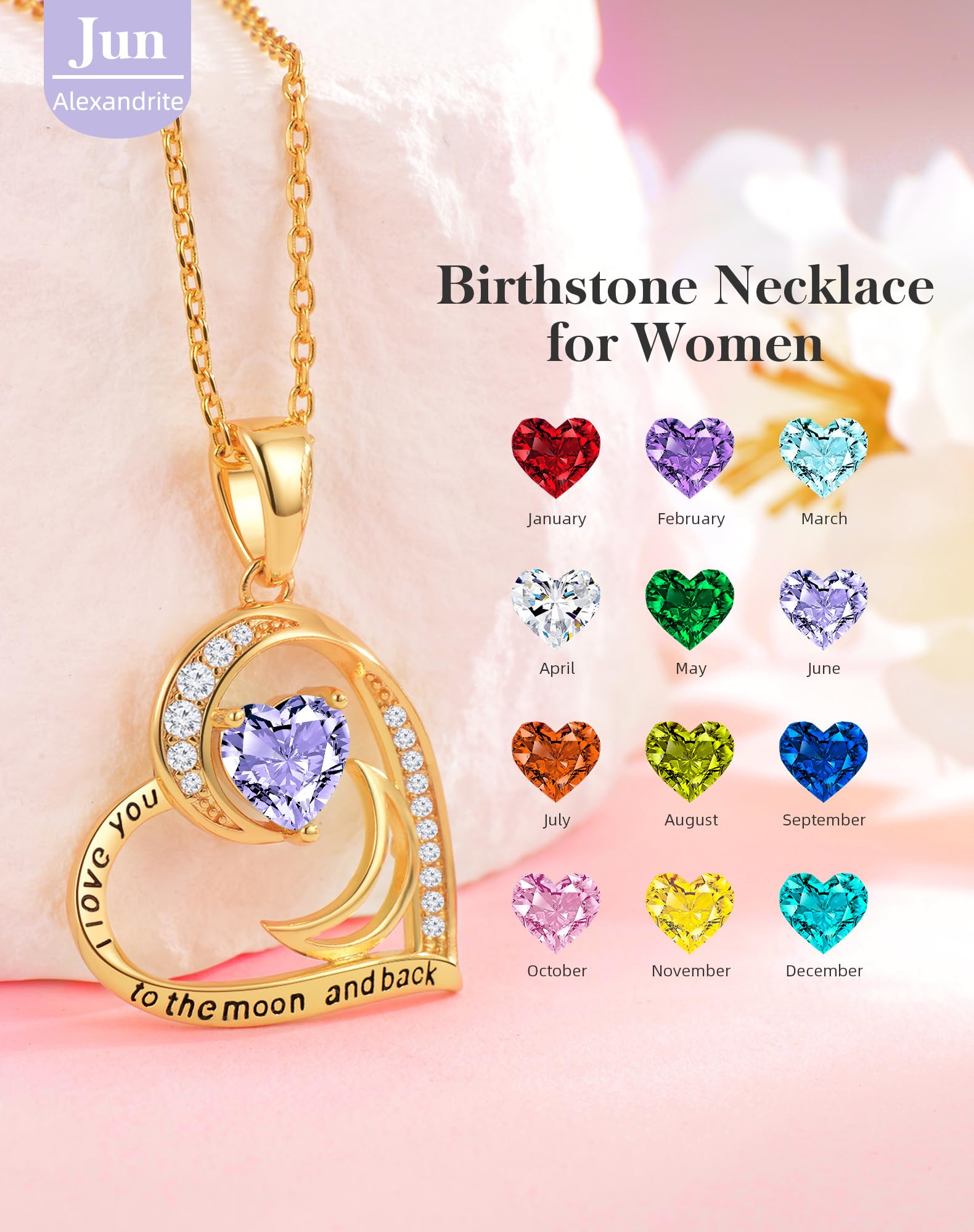lobci Gold Necklace for Women June Birthstone Necklace for Women June Alexandrite Necklaces for Girlfriend Gold Necklaces for Mom(G-Jun-Alexandrite)