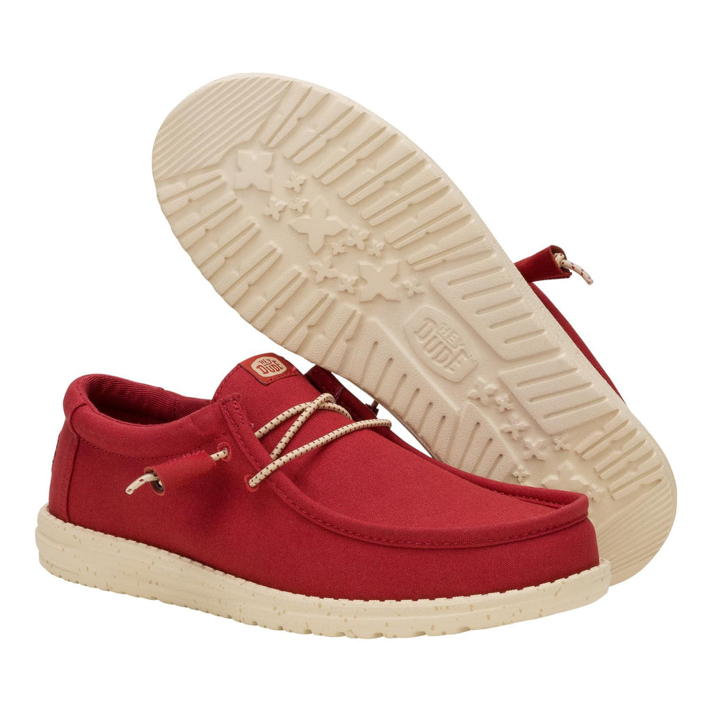 HEYDUDE Men's Wally Canvas Chili Size 11, Men’s Shoes, Slip-on Loafers, Comfortable & Light-Weight