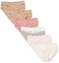 Warners Blissful Benefits Women's Dig-Free Comfort Waist with Lace Cotton Hipster Panties 6-Pack, Pale Pink/Light Gray Heather/Sunset Blush/Toasted Almond/Bodytone Polka Dot/Toasted Almond, M