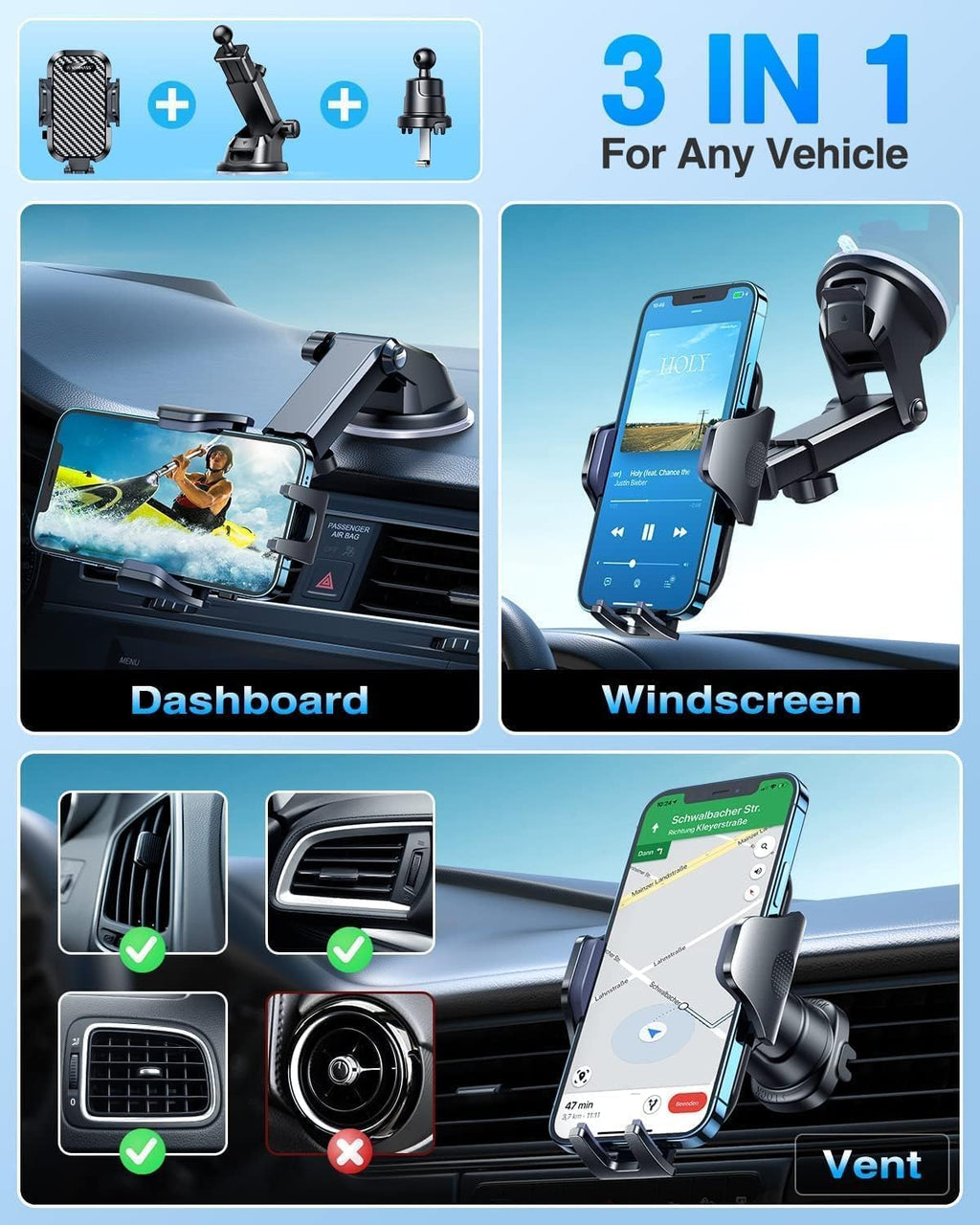 VANMASS Car Phone Holder 2026 Ultimate Military-Grade Phone Holder for Your Car Windshield Dashboard【Newest Best Strongest】 Cell Phone Car Mount with Patent & Safety Certs for iPhone Samsung Android