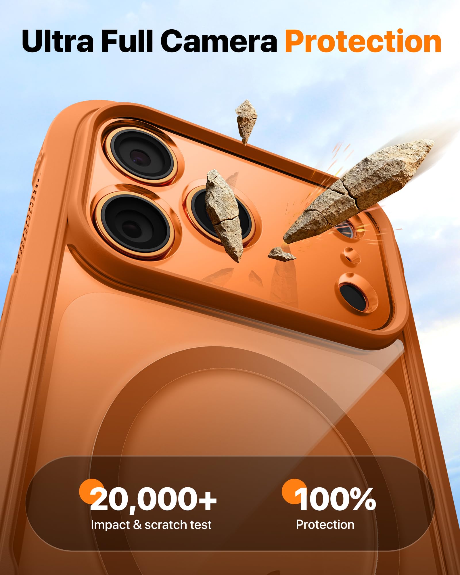 Diaclara Magnetic Designed for iPhone 17 Pro Max Case Full Body Bumper,[Compatible with MagSafe] Military Drop Proof Cover with Built-in Touch Sensitive Anti-Scratch Screen Protector,Orange