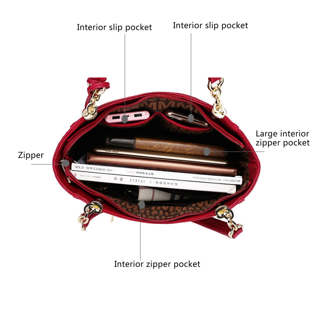 MKF Collection Shoulder Handbag for Women: Vegan Leather Satchel-Tote Bag, Top-Handle Purse, Ladies Pocketbook by Mia K