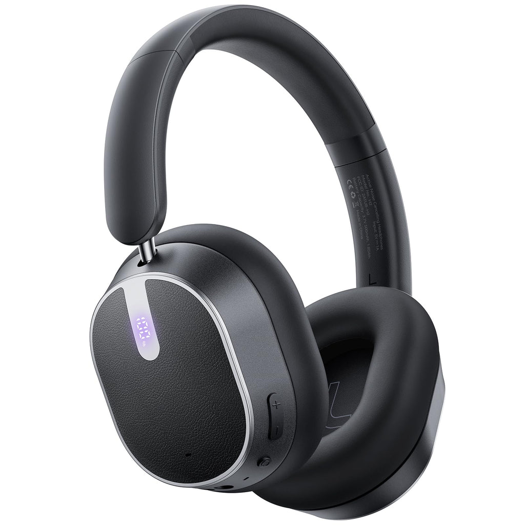 Active Noise Cancelling Headphones,120H Playtime Bluetooth 6.0 Wireless Headphones with Power Display & 6-Mic ENC Calls, 360° Spatial Audio Over Ear Headphones Foldable Headset for Travel Office Game
