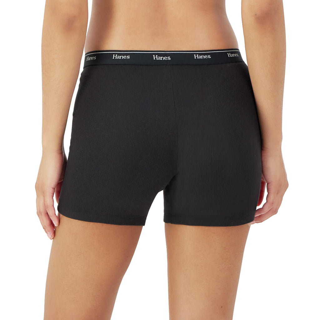 Hanes Women's Originals Mid-Thigh Boxer Brief Pack, Stretch Cotton Panties, Assorted, 4-Pack