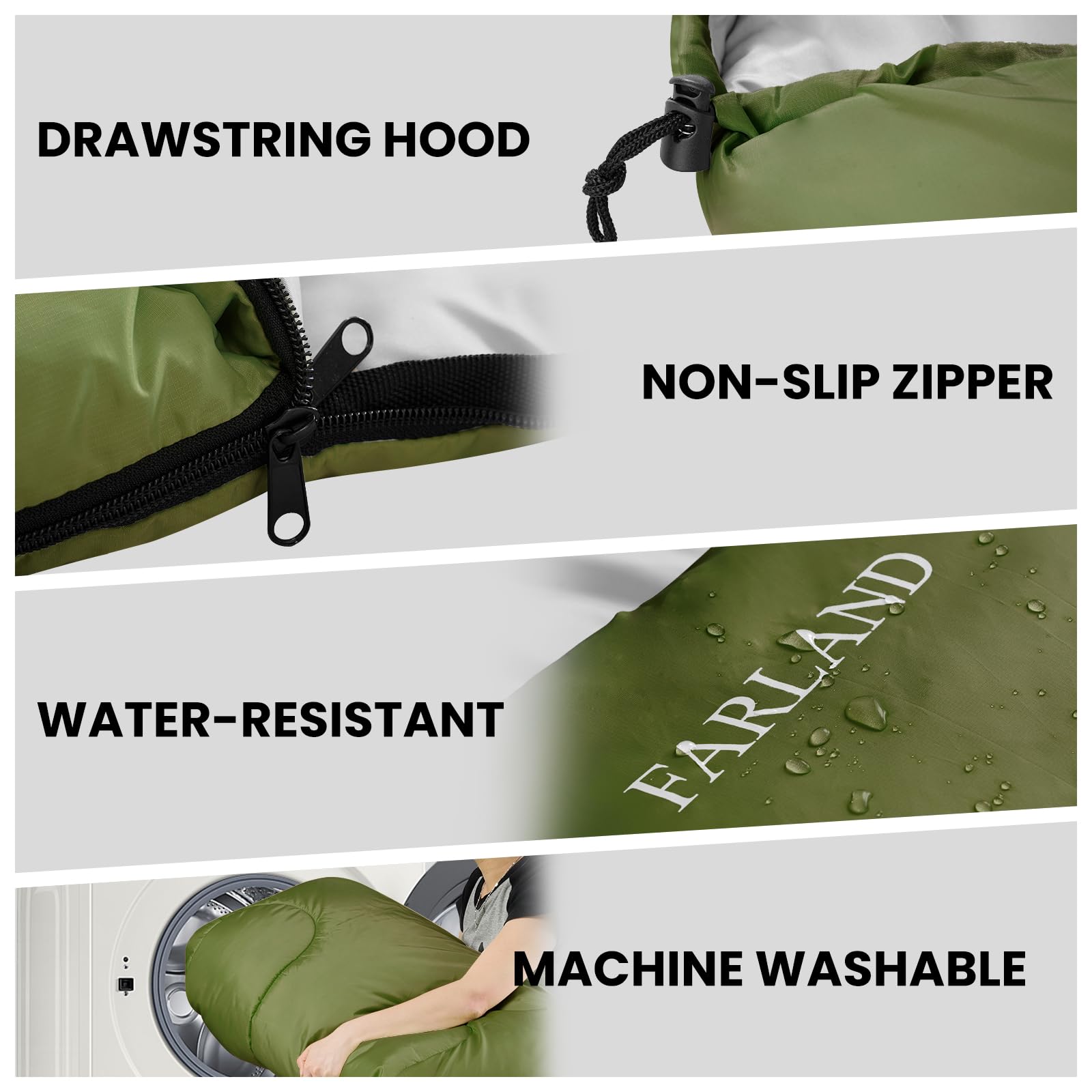 FARLAND Sleeping Bags for Adults, 3 Season Warm & Cool Weather, Lightweight Camping Sleeping Bag for Kids Family Camping Essentials with Compression Sack for Hiking