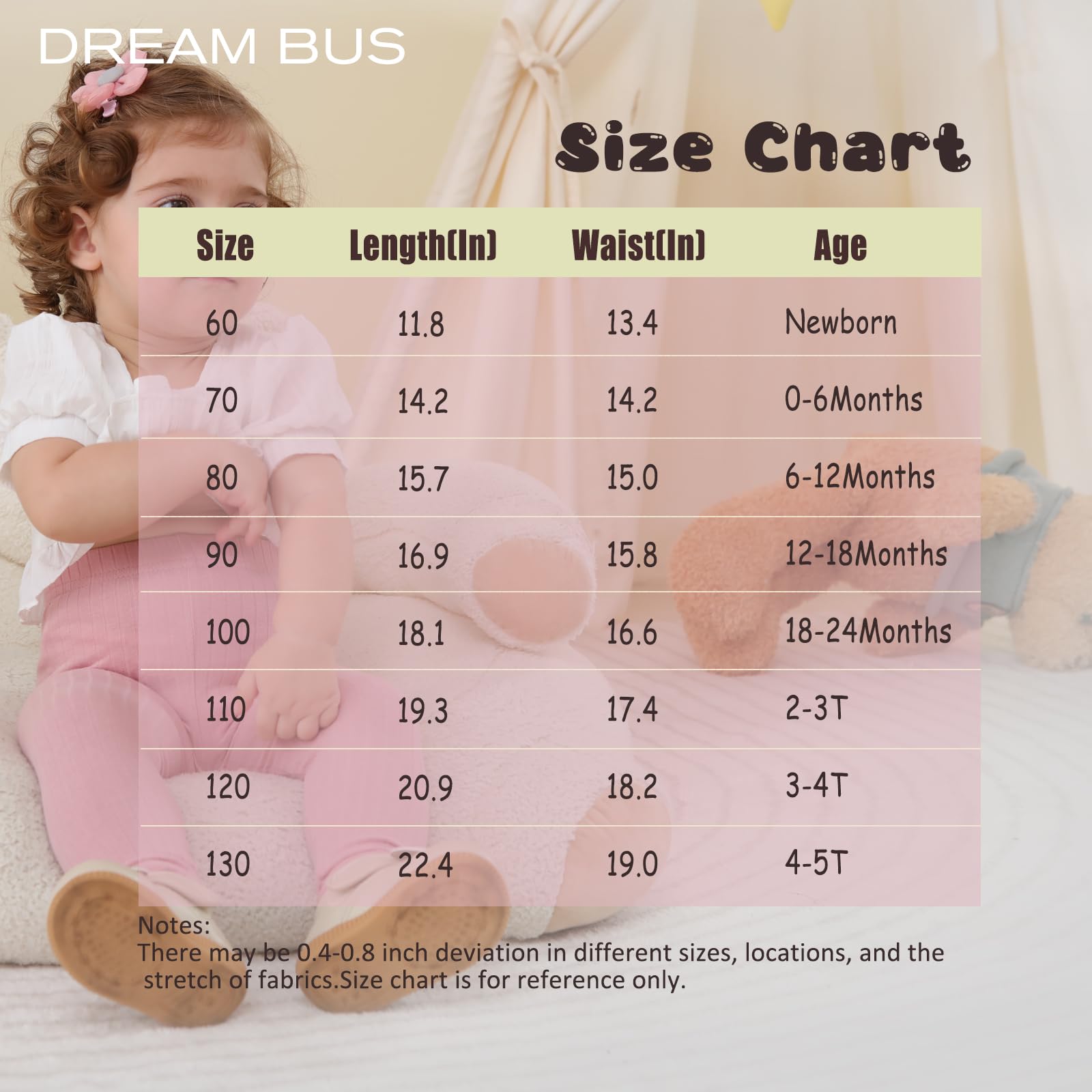 DREAM BUS 5 Pack Toddler Girl Pants Baby Girl Solid Ribbed Pants Toddler Girls Bottoms Leggings Newborn Cotton Jogger
