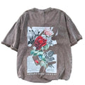 GMOYD Mens Washed T Shirt Distressed Graphic Tees Oversized Short Sleeve Tops Shirts, Khaki, Medium